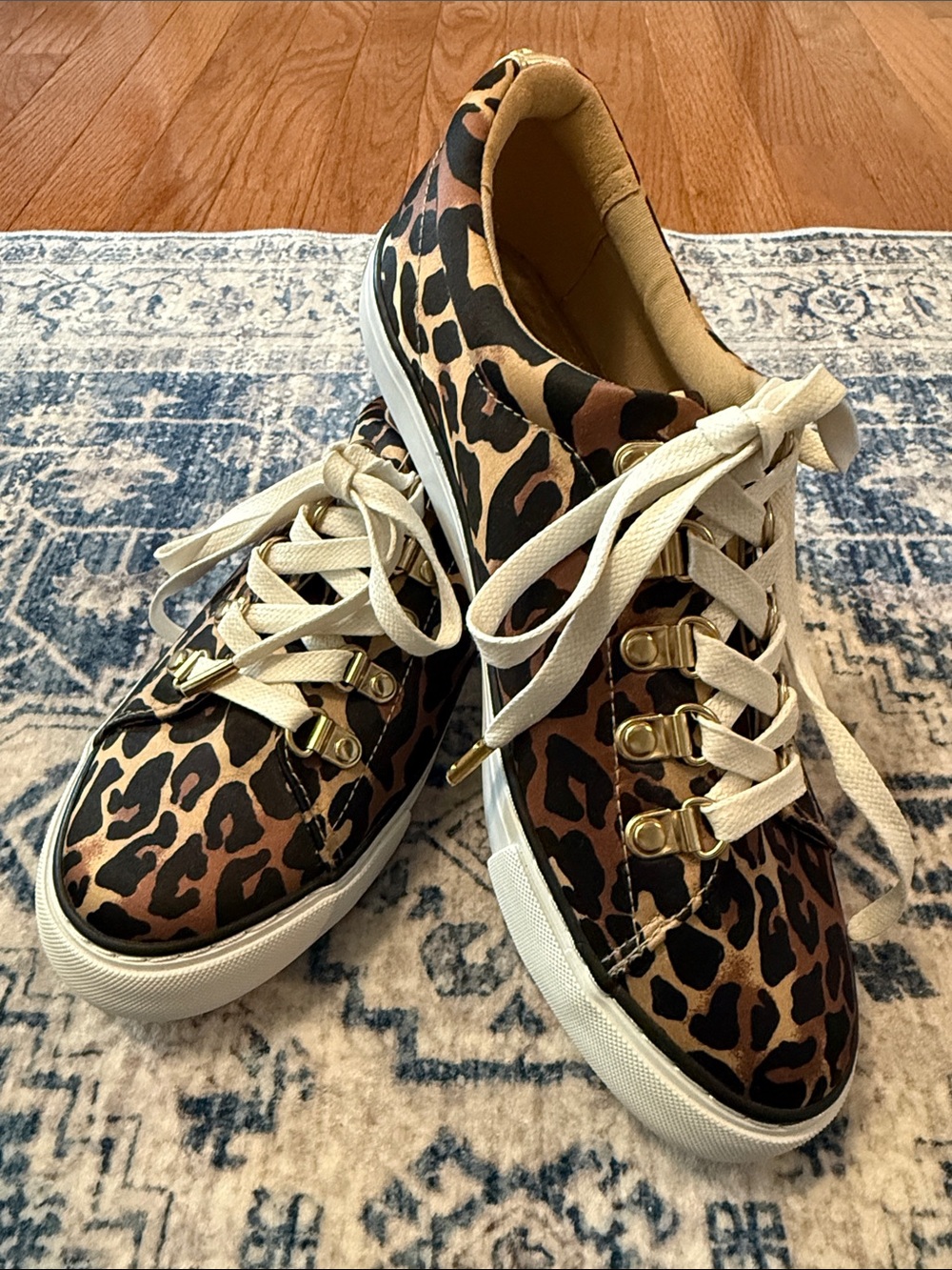 Lilly Pulitzer Leopard-Print Platform Sneakers in Brown, Cream and Gold
